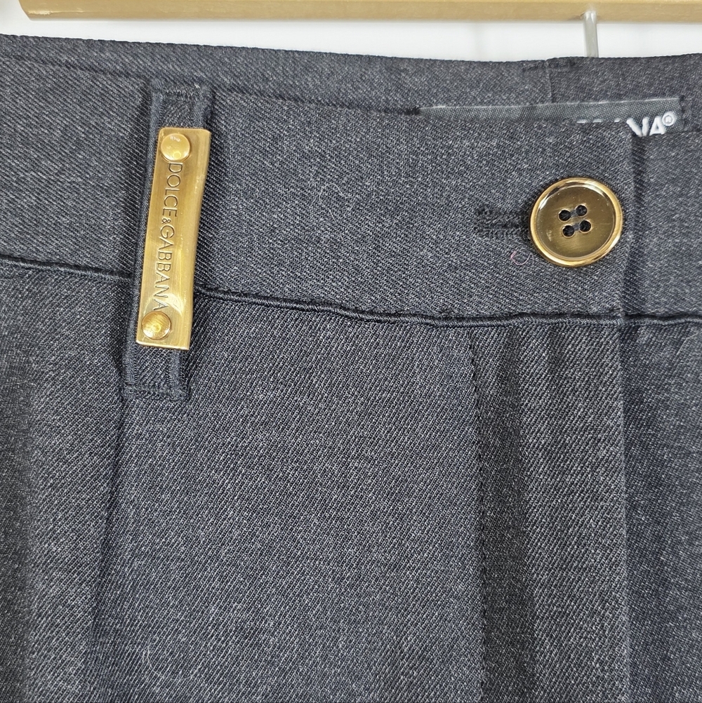 Dolce & Gabbana Virgin Wool Dark Grey Career Wear Dress Pants Women's Size 42 - Picture 2 of 11